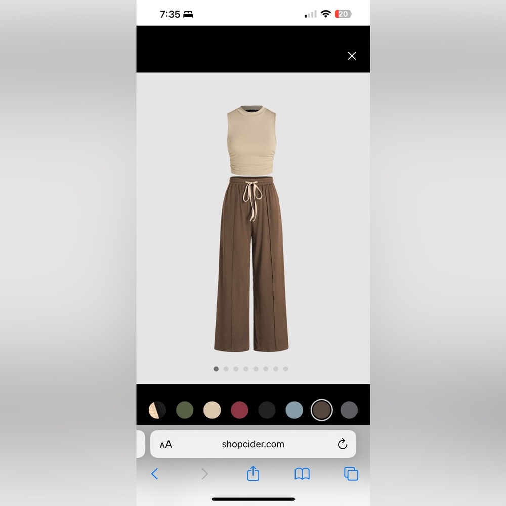 RUCHED TANK CROP TOP & ELASTIC WAIST KNOTTED TROUSERS SET